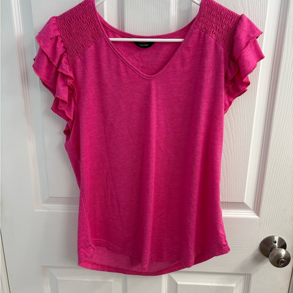 Pink Ruffled Sleeve Top